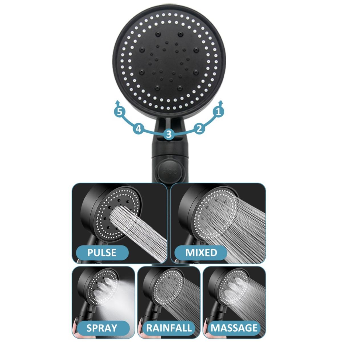 Set 3 elemente pentru dus, para de dus moderna + furtun flexibil + suport pentru perete, culoare Neagra Set 3 elemente pentru dus, para de dus moderna + furtun flexibil + suport pentru perete, culoare Neagra